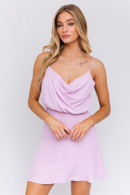 LE LIS Mini Lavendar Tank Romantic Cocktail Dress