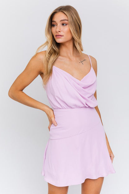 LE LIS Mini Lavendar Tank Romantic Cocktail Dress