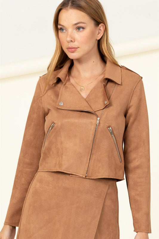 HYFVE Light Camel Mod Girl Faux Suede Bike Jacket