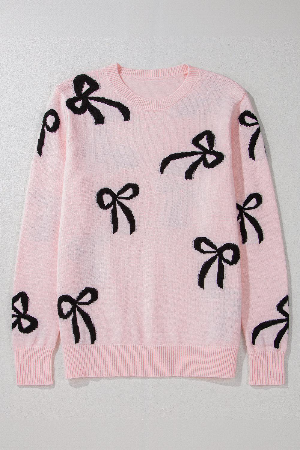 SYNZ Blush Pink Winter Sweater with Bow Pattern Bow