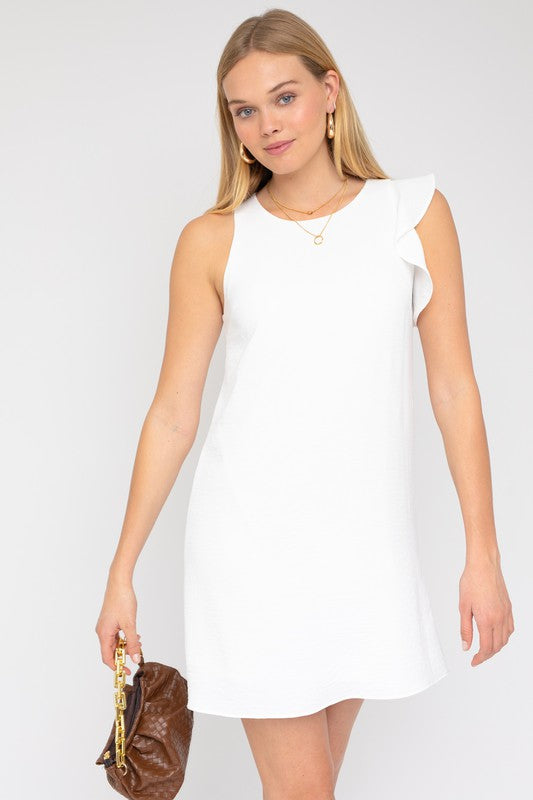 GILLI One shoulder Ruffle Sleeve Dress