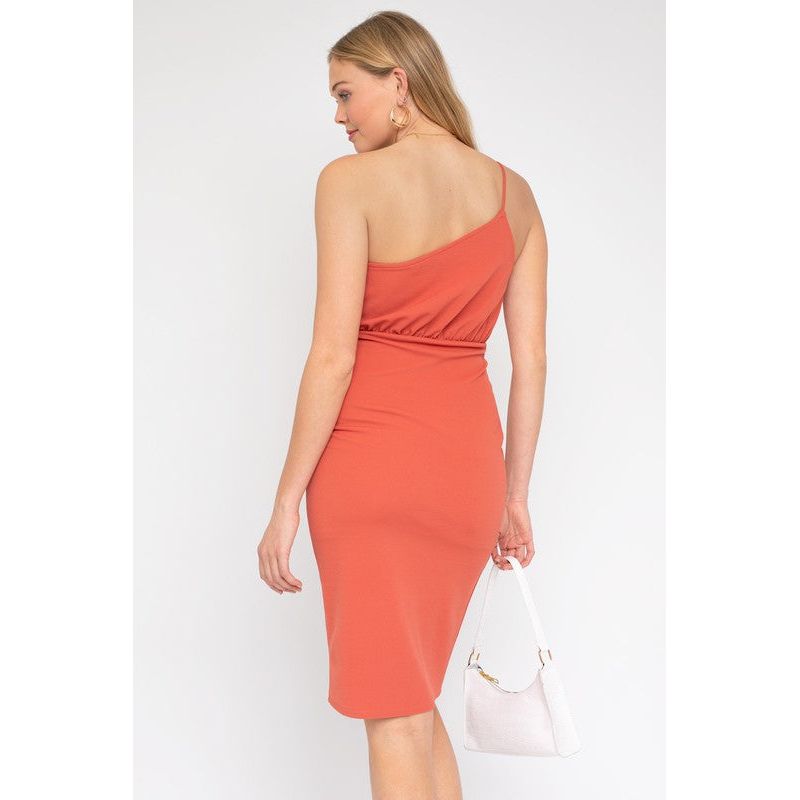 GILLI Sleeveless One Shoulder Front Slit Dress