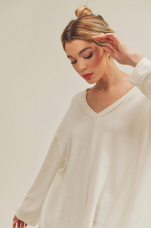 AEMI & Co. Cozy V- Neckline Knitted Top - Casey Top