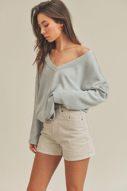 AEMI & Co. Cozy V- Neckline Knitted Top - Casey Top