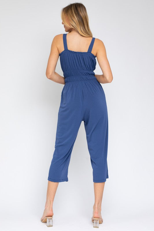 GILLI Sleeveless Drawstring Cropped Jumpsuit