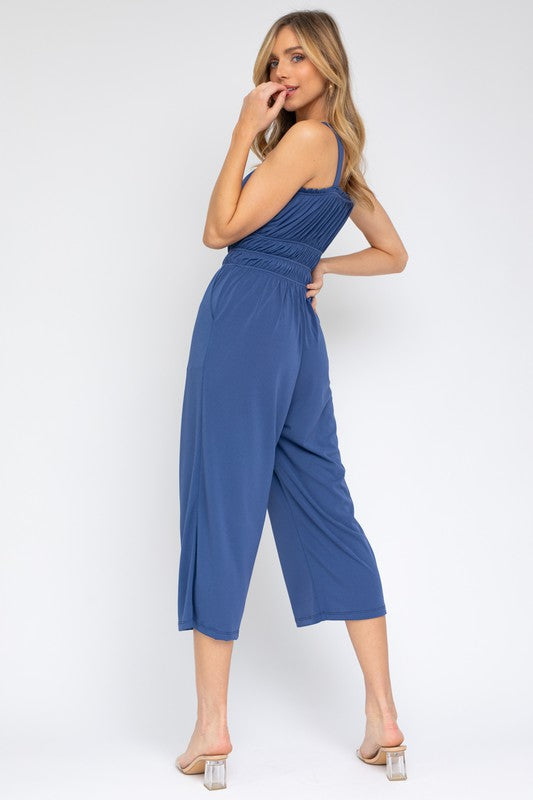 GILLI Sleeveless Drawstring Cropped Jumpsuit