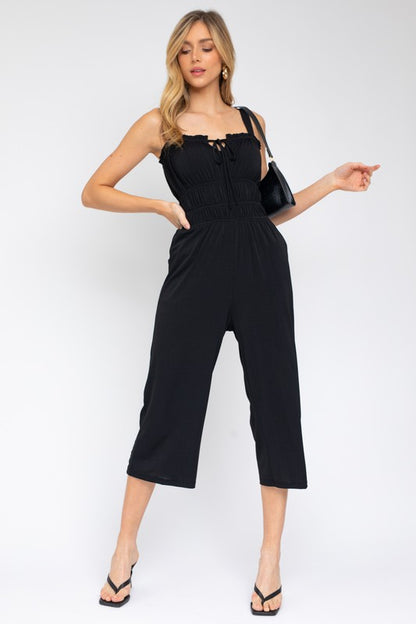 GILLI Sleeveless Drawstring Cropped Jumpsuit