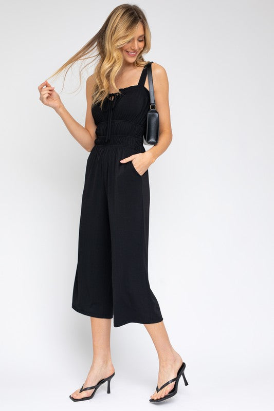 GILLI Sleeveless Drawstring Cropped Jumpsuit