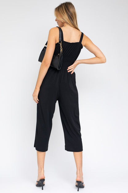 GILLI Sleeveless Drawstring Cropped Jumpsuit