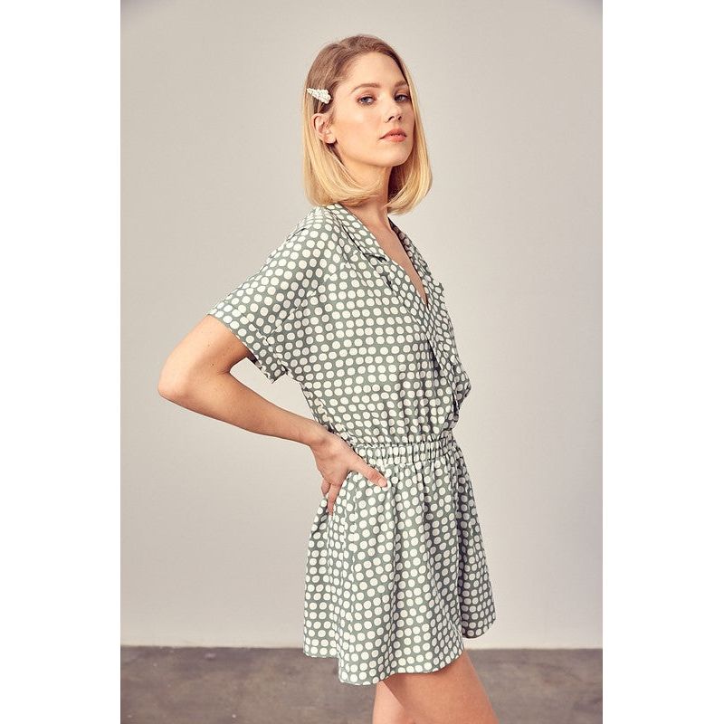 MUSTARD SEED Collard Overlap Polka Dot Romper