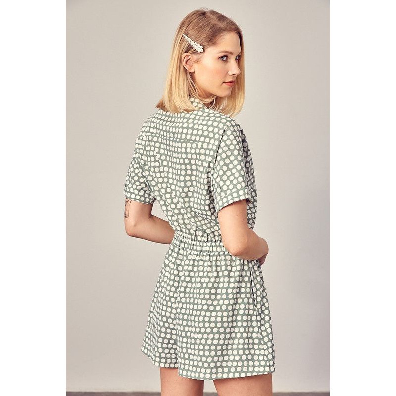 MUSTARD SEED Collard Overlap Polka Dot Romper