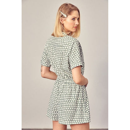 MUSTARD SEED Collard Overlap Polka Dot Romper