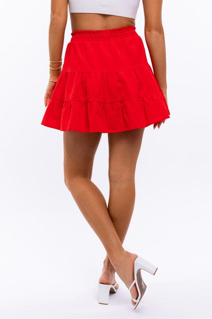 LE LIS Smocked Waist Flare Skirt