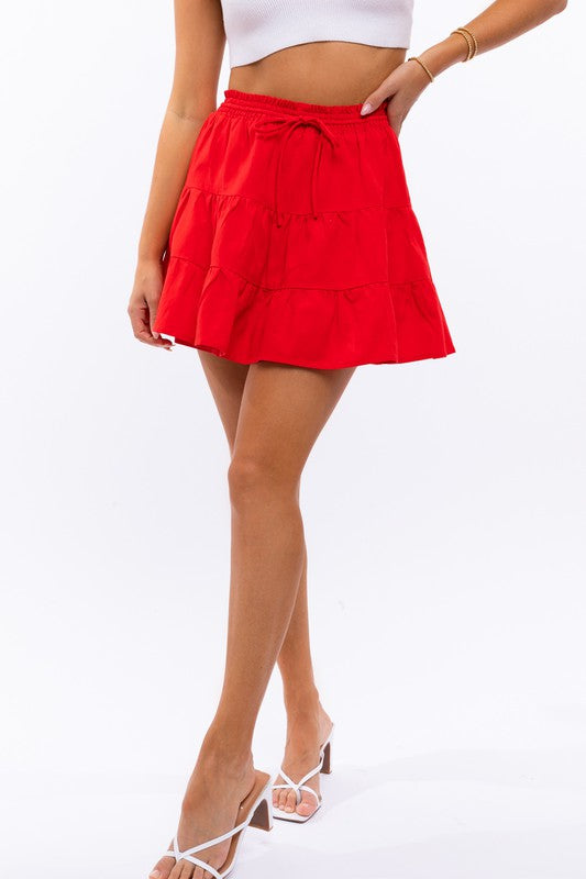 LE LIS Smocked Waist Flare Skirt