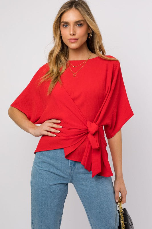 GILLI 3/4 Sleeve Side Tie Top