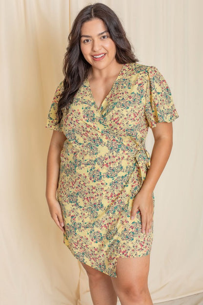 EG FASHION Ditsy Floral Wrap Dress