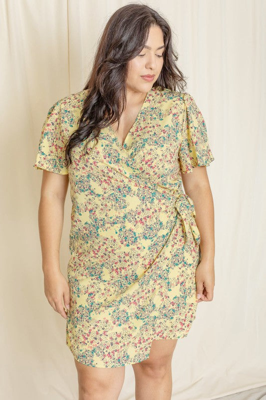 EG FASHION Ditsy Floral Wrap Dress