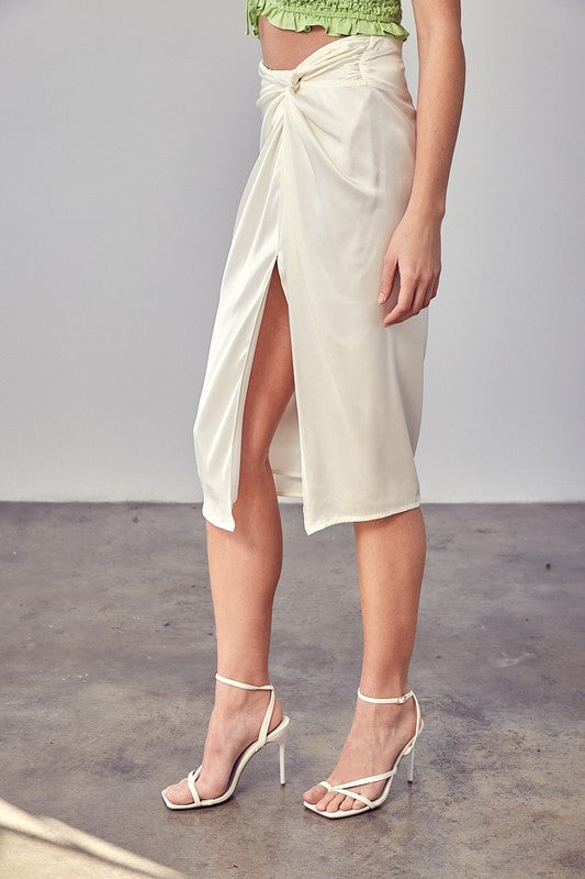 DO + BE COLLECTION Side Gathered Slit Skirt