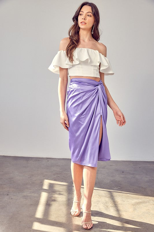 DO + BE COLLECTION Side Gathered Slit Skirt