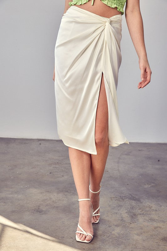 DO + BE COLLECTION Side Gathered Slit Skirt