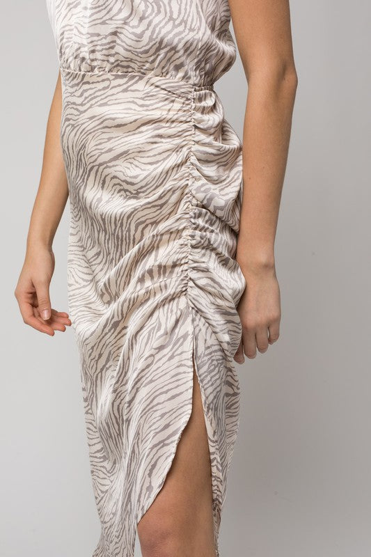 GILLI Printed One-shoulder Abstract Print Party Dress