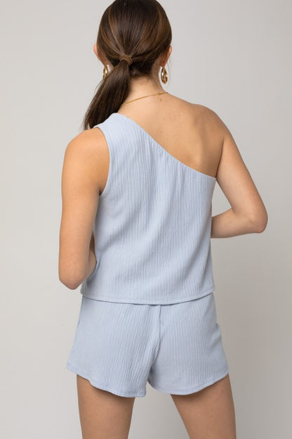 GILLI Sleeveless One Shoulder Layered Top Romper