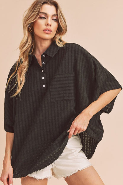 AEMI & Co. Casual Striped Dolman Sleeves Top - Rachel Top