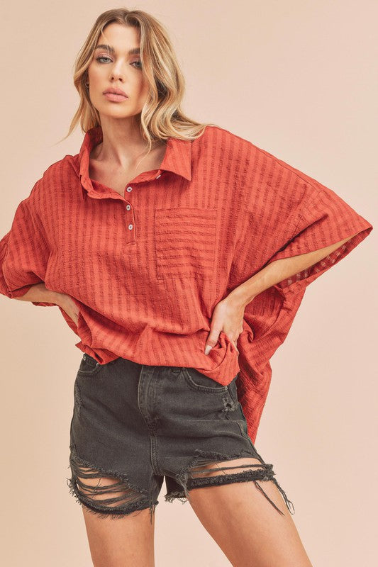 AEMI & Co. Casual Striped Dolman Sleeves Top - Rachel Top