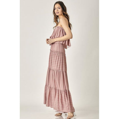 MUSTARD SEED Pin Stripe Print Maxi Tube Dress