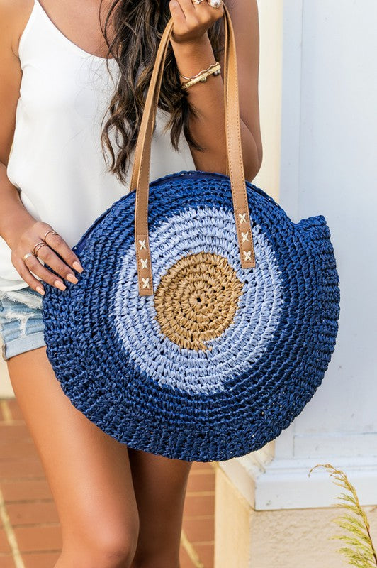 AILI'S CORNERS Straw Circle Tote