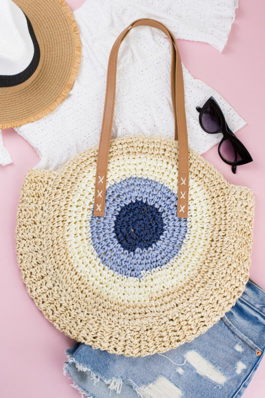 AILI'S CORNERS Straw Circle Tote