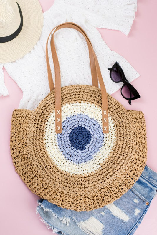 AILI'S CORNERS Straw Circle Tote