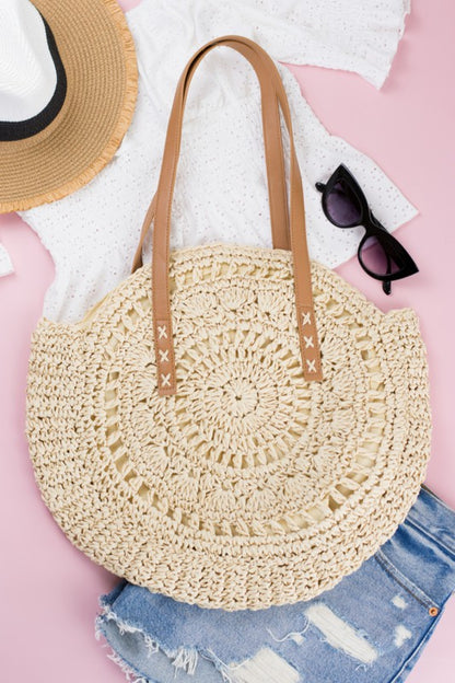 AILI'S CORNERS Straw Circle Tote