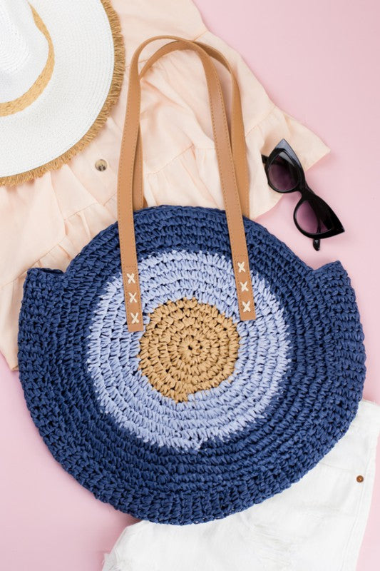 AILI'S CORNERS Straw Circle Tote