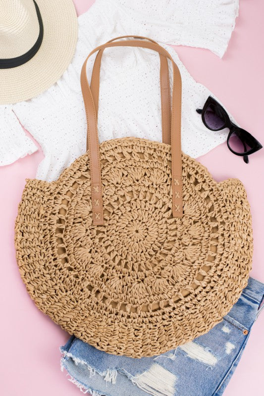 AILI'S CORNERS Straw Circle Tote