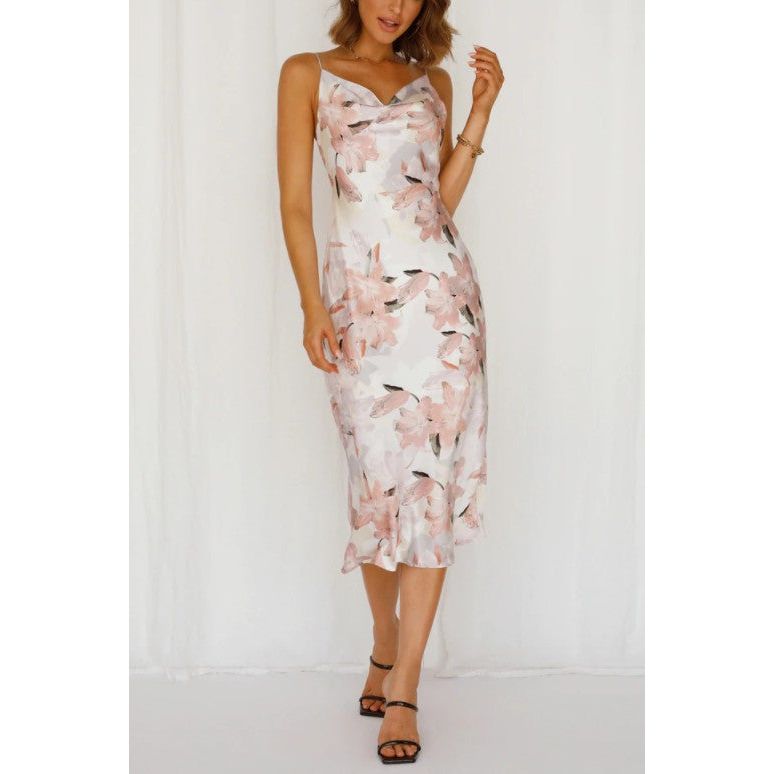 ONE & ONLY COLLECTIVE Floral Print Satin Midi Dress