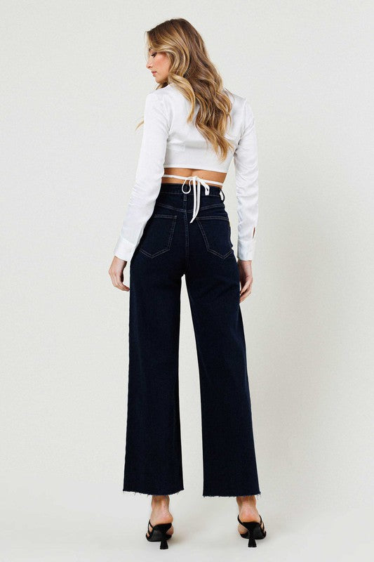 VIBRANT M.I.U. Classic Dark High Waisted Wide Leg Denim Jeans