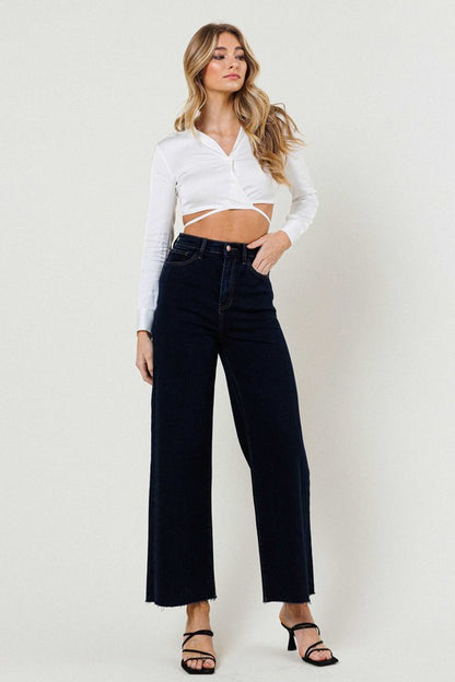 VIBRANT M.I.U. Classic Dark High Waisted Wide Leg Denim Jeans