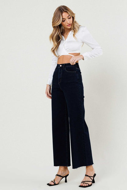 VIBRANT M.I.U. Classic Dark High Waisted Wide Leg Denim Jeans