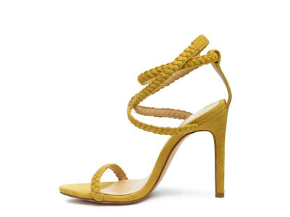 RAG & Co. Sherri Suede Stiletto Sling-Back Sandals with Braided Suede Straps