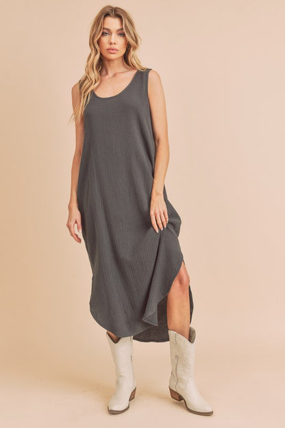 AEMI & Co. Casual Straight Dress with Slit Hem Design - Daisy Dress