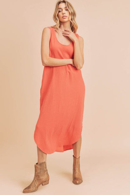 AEMI & Co. Casual Straight Dress with Slit Hem Design - Daisy Dress