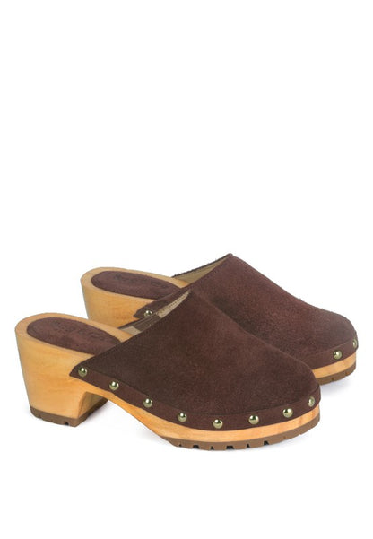 RAG & Co. Cedrus Fine Suede Studded Clog Mules