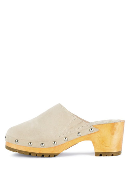 RAG & Co. Cedrus Fine Suede Studded Clog Mules