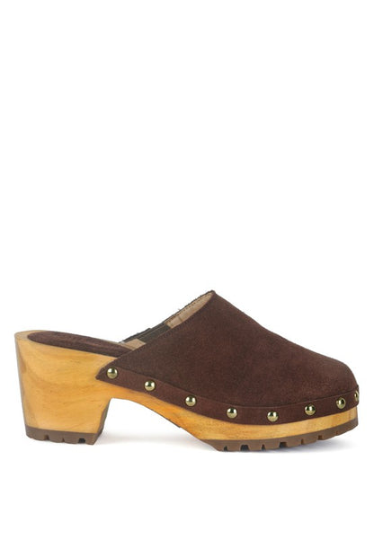 RAG & Co. Cedrus Fine Suede Studded Clog Mules