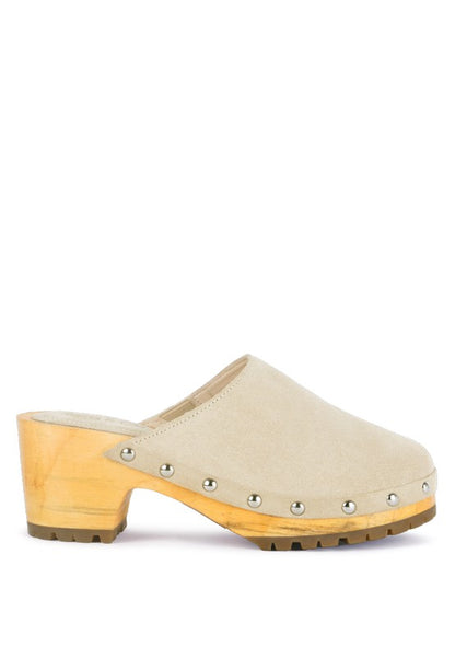 RAG & Co. Cedrus Fine Suede Studded Clog Mules