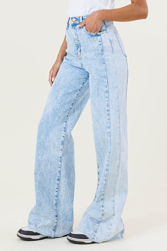 VIBRANT M.I.U. High-Rise Color Block Wide Leg Jeans