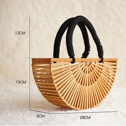 PURSE PLUS Vintage Bamboo Woven Handbag