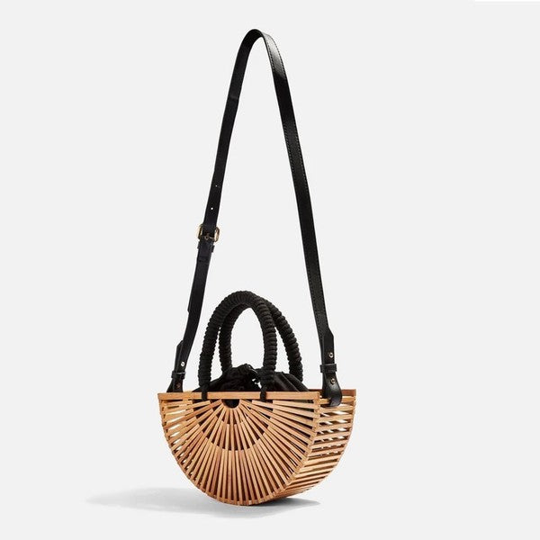 PURSE PLUS Vintage Bamboo Woven Handbag