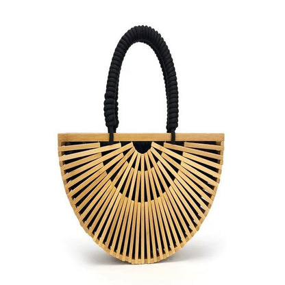 PURSE PLUS Vintage Bamboo Woven Handbag